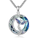 HKPATOP Phoenix Necklace Sterling Silver Celtic Knot Crystal Phoenix Jewelry Gifts for Women