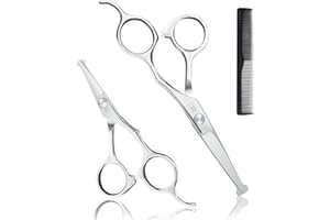 K KACAKACA Kids Hair Cutting Scissors Professional Safety Rounded Tips Haircut Scissors Kit with 6.1'' Barber Hair Cutting Shears and 5.1'' Hair Trimming Scissors for Babies, Toddlers, Children, Women and Men