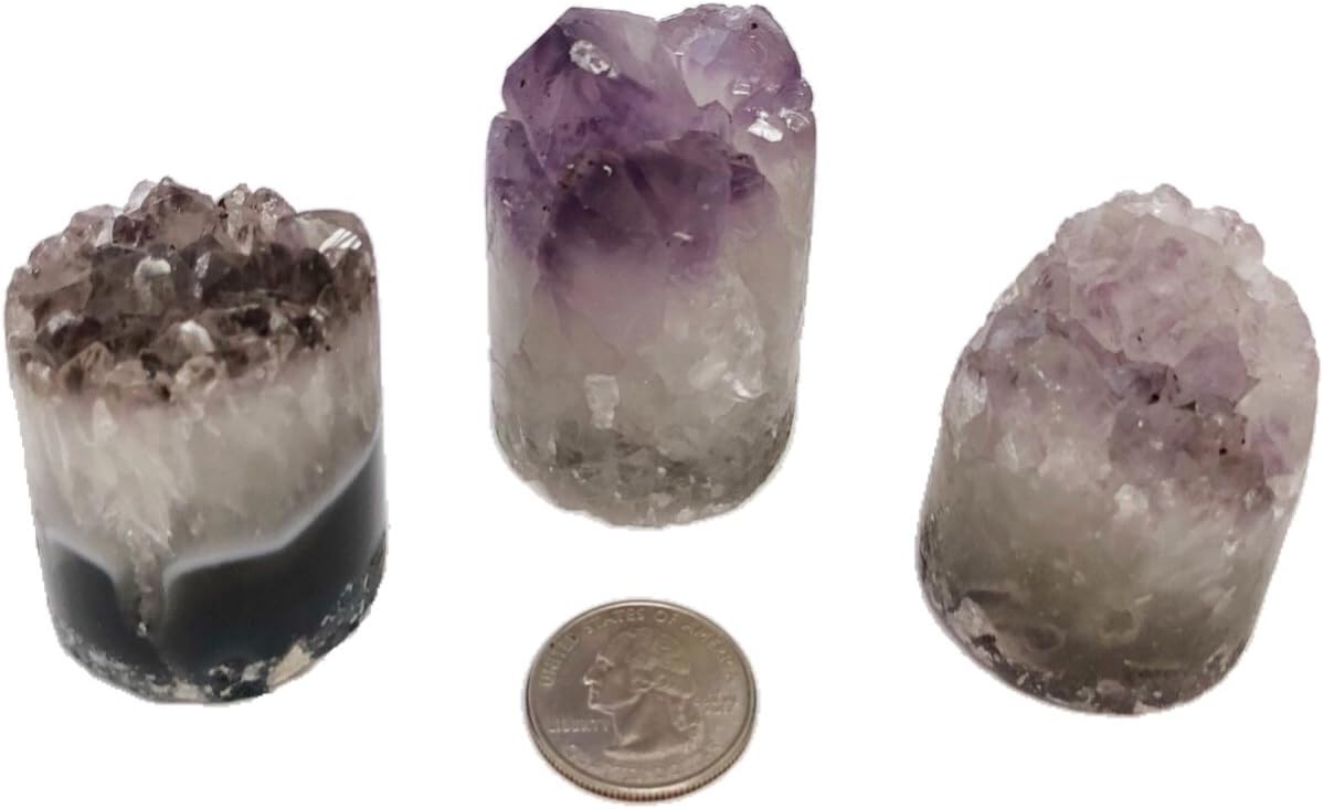 goldnuggetminer 3 Amethyst Brazilian Cylinder Clusters - Natural Purple Amethyst Healing Wholesale