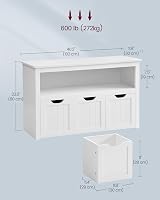 VASAGLE Toy Storage Unit for Kids 3 Drawers White 60 cm H LHS380W01 view 5