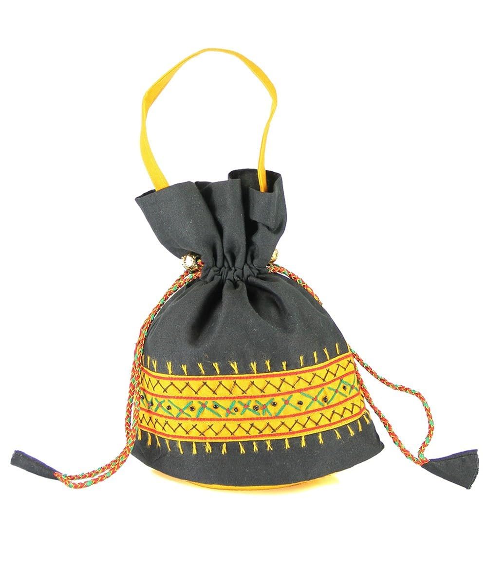 womens cottage handmade black cotton small patch work batwa purse for womens/girls