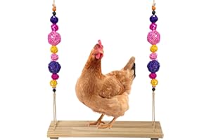 MDAKEGO Chicken Bird Swing,Chicken Perch,Natural Wooden Swing Toys,Wood Stand for Chick,Safe and Relief of Stress,Chicken Coop Accessories,Coop Swing for Chicken Bird,Parrot,Hens (A)
