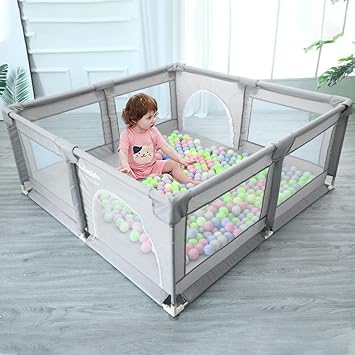 Arkmiido Grand Parc Pour Bebe Interieur Et Exterieur Centre D Activites Pour Enfants Avec Base Antiderapante Robuste Et Securitaire Avec Maille Respirante Super Douce Cloture Pour Enfants Pour Bebes Gris Amazon Ca Bebes