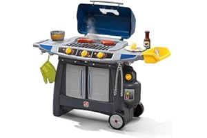 Step2 Sizzle & Smoke BBQ Grill Playset, Indoor/Outdoor Interactive Play with Sounds and Effects, Toddlers 3+ Years Old, 15 Piece Toy Accessories