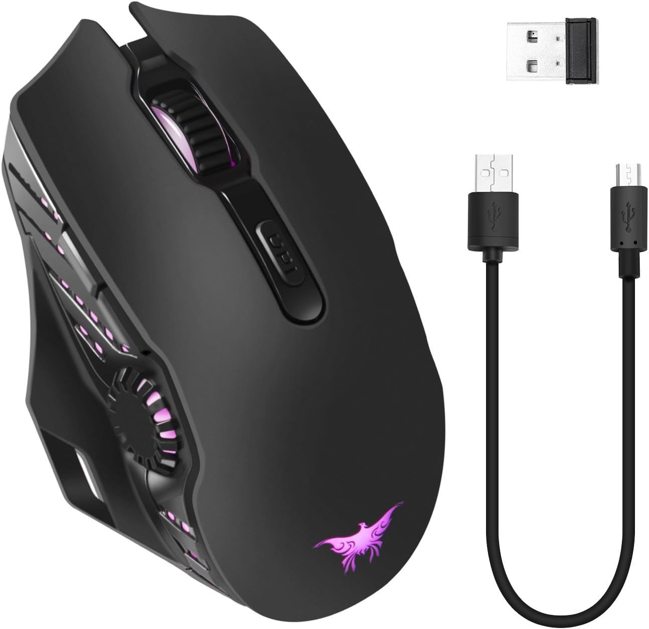 Gaming Mouse Wireless Rechargeable Laptop, 2 in 1 Wireless & Wired