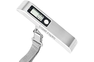 travel inspira Luggage Scale,Digital Luggage Scales,Baggage Scale with Overweight Alert LCD Display 110LB / 50KG, Stainless Steel (White)