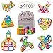 AMOSTING Magnetic Blocks for Kids, Magnetic Tiles Building Blocks Set STEM Educational Toys for Boys and Girls with Storage Bag - 64pcs