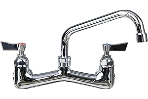 8”Center Commercial Kitchen Faucet with 8" Swivel Spout, 2 Handle Back Splash Wall Mount Sink Faucet for Laundry Restaurant I