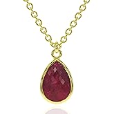 Genuine Gemstone Necklace for Women - Authentic 925 Sterling Silver Necklace 18K Gold Jewelry, Dainty Oval Shape Pendant Necklace for Teen Girls, Birthstone Gift for Mothers Day