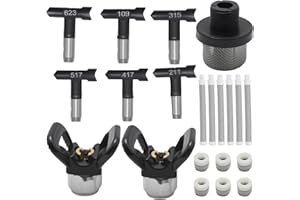 GMAPATS 15Pcs Versatile Airless Paint Sprayer Tips Set, Complete Paint Sprayer Accessories for Home Improvement and Professio