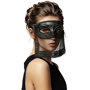 Hikiwin Masquerade Mask, Men's and Women's Makeup Lace Eye Masks, Venice Carnival Halloween Masks