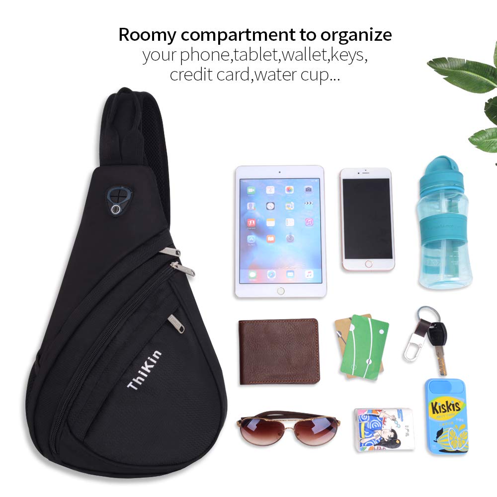 MaYee Zaino Monospalla Uomo Donna Zaino Spalla Impermeabile Portatile Sportivo Borsello Sling Bag Borsa a Spalla per Viaggio Ciclismo Sport Nero