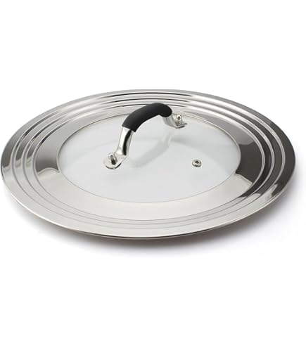 Universal 28cm Tempered Glass Lid For Frying Pans & Skillets - Stainless Steel Frame, Heat-Resistant Wooden Knob