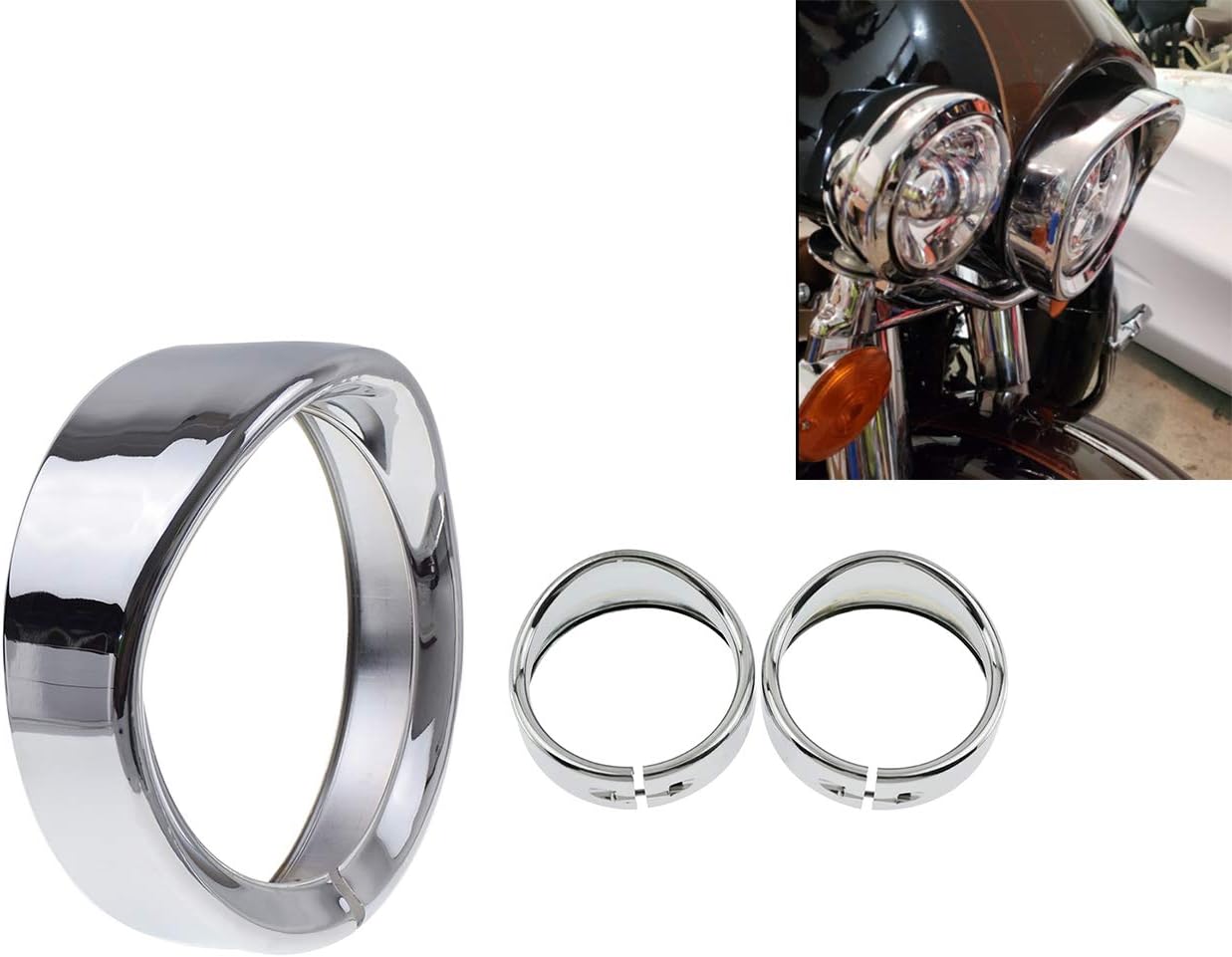 YHMTIVTU Motorcycle 7" Headlight Trim Ring 4.5" Fog Light