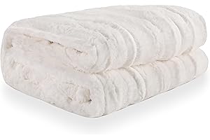 DUODUO Heated Throw Blanket 50"x60"Faux Fur Heated Throw Machine Washable Fast Heating with 4 Heating Settings and 4 Hours auto Shut-Off - White