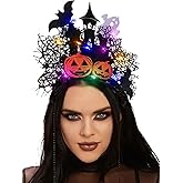 GORTIN Halloween Light up Headband Black Bat Hairband Gohtic Glowing Headpieces LED Halloween Costume Headwear Masquerade Cosplay Rsve Hair Accessories for Women