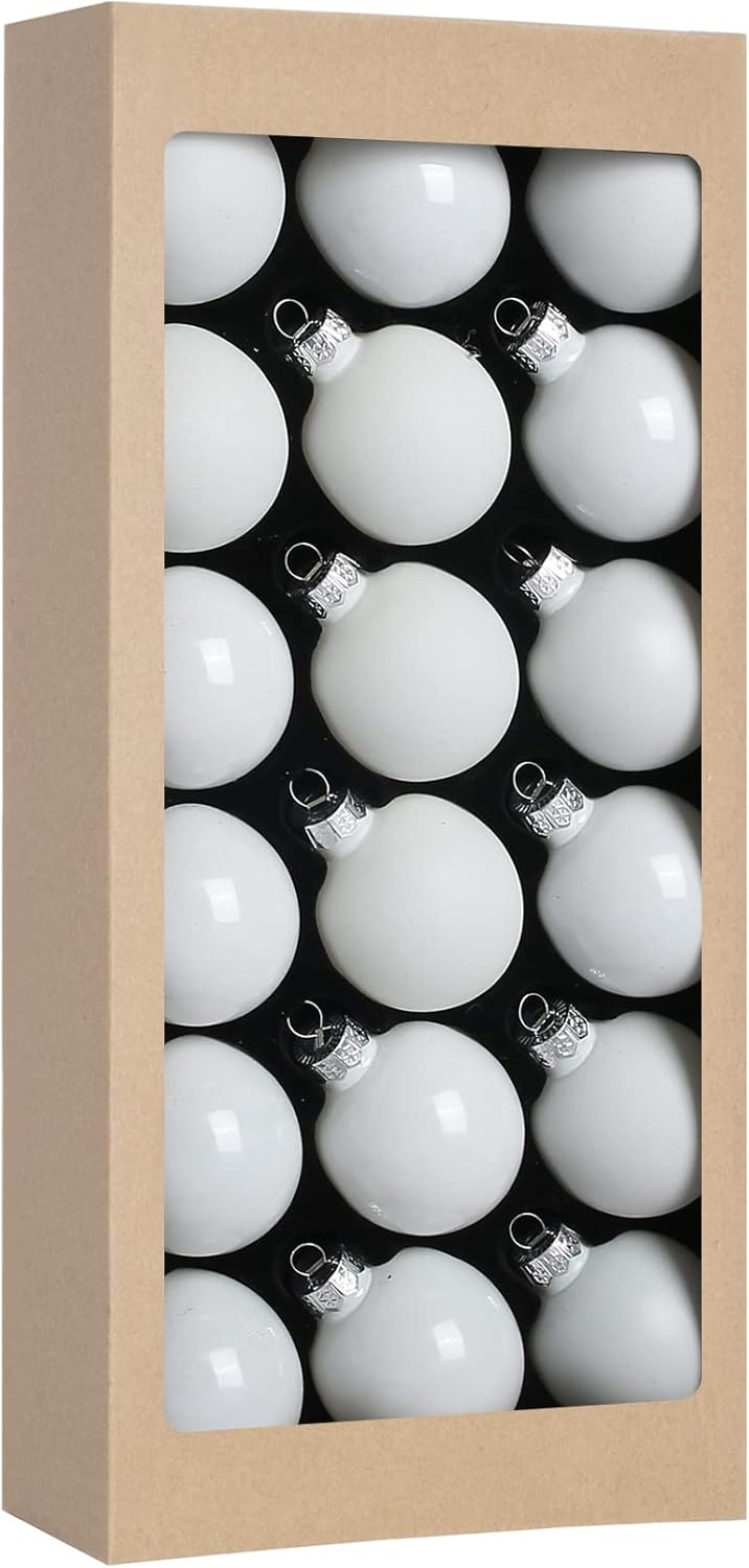 Ornaments - 18PCS 1.8inch(45mm) Christmas Ball Ornaments for Christmas Decorations, Glass Ball Present for Xmas Trees and Wedding Party, Xmas Tree Decorations Set(White)