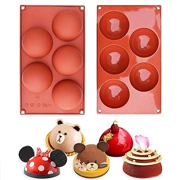 Sakolla - Moldes de silicona para hornear semiesférica, 5 ...