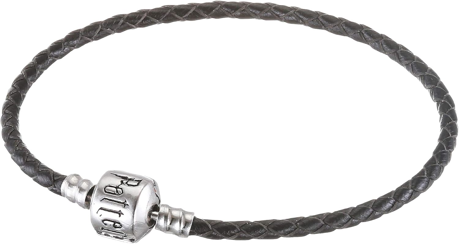 The Carat Shop Large Adult Size 20cm Official Harry Potter Black Leather Bracelet for Slider Charms, Large (7.87 inches)