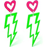 Ronglry 80s Earrings for Women Acrylic Lightning Drop Earrings for 80s Outfits for Women Neon Shirts Neon Earrings for Glow Party Halloween 80 s 90s Accessories Jewelry Gifts