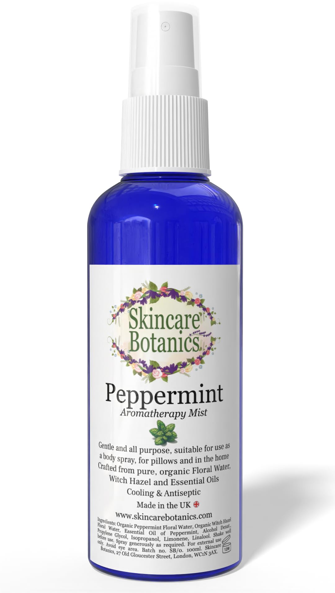 Skincare Botanics Peppermint Spray | Natural Room, Pillow & Body Mist | Cooling & Antiseptic | 100ml