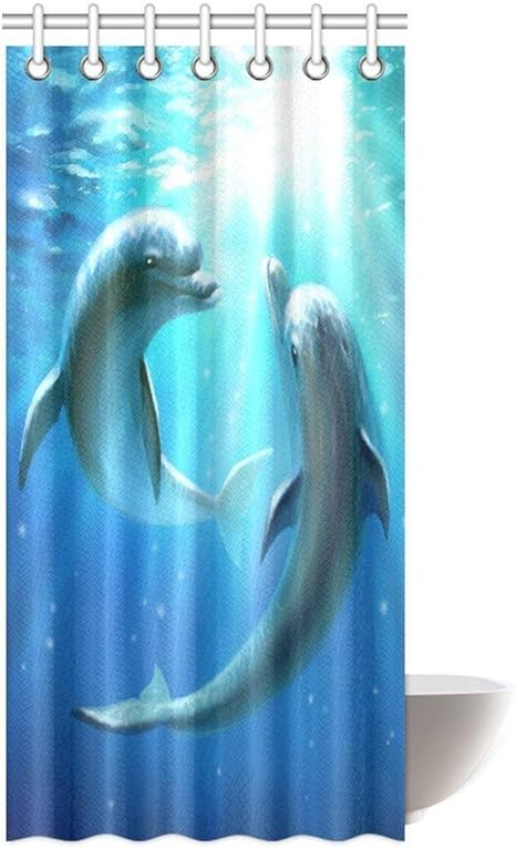 Amazon オーシャンイルカ野生動物水中動物熱帯水生自然の写真バスルームシャワーカーテンセットフック付き 0x180 Cm シャワーカーテン ホーム キッチン オンライン通販