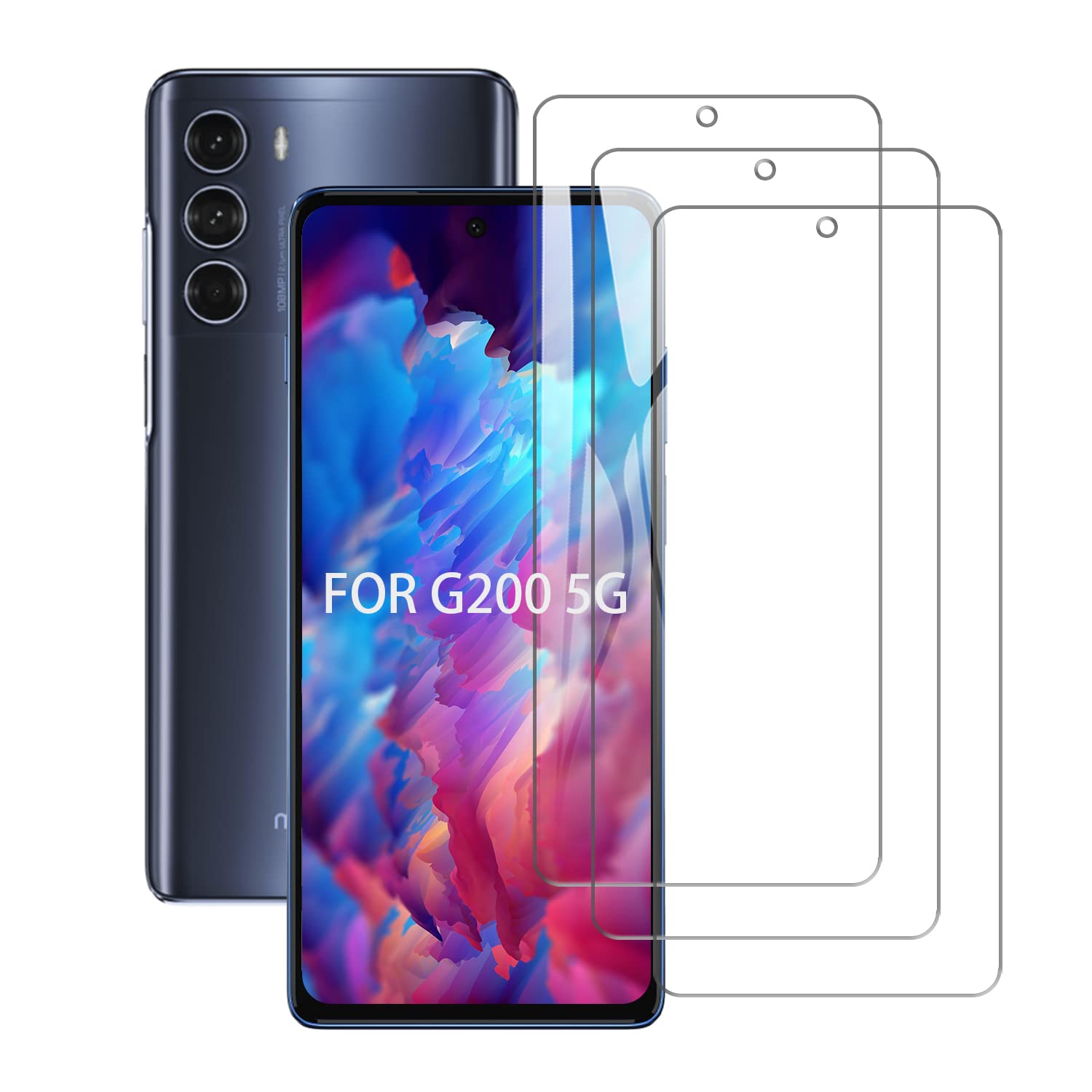 SCL Screen Protector Compatible with Motorola Moto G200 Screen Protector Motorola G200 Tempered Glass Film [3-Pack], [Easy Installation, Case Friendly, Bubble-free, 9H]