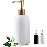 Gold Refillable Dish Soap Dispenser for Kitchen Sink,Hand Soap Dispenser Bottle for Bathroom Countertop Sink, White Simple Modern Lotion Pump Bottle (420ml) for Laundry Dishwashing Soap Cream Liquid