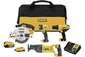 DEWALT 20V MAX Power Tool Combo Kit, 4-Tool Cordless Power Tool Set with Battery and Charger (DCK445D1M1)
