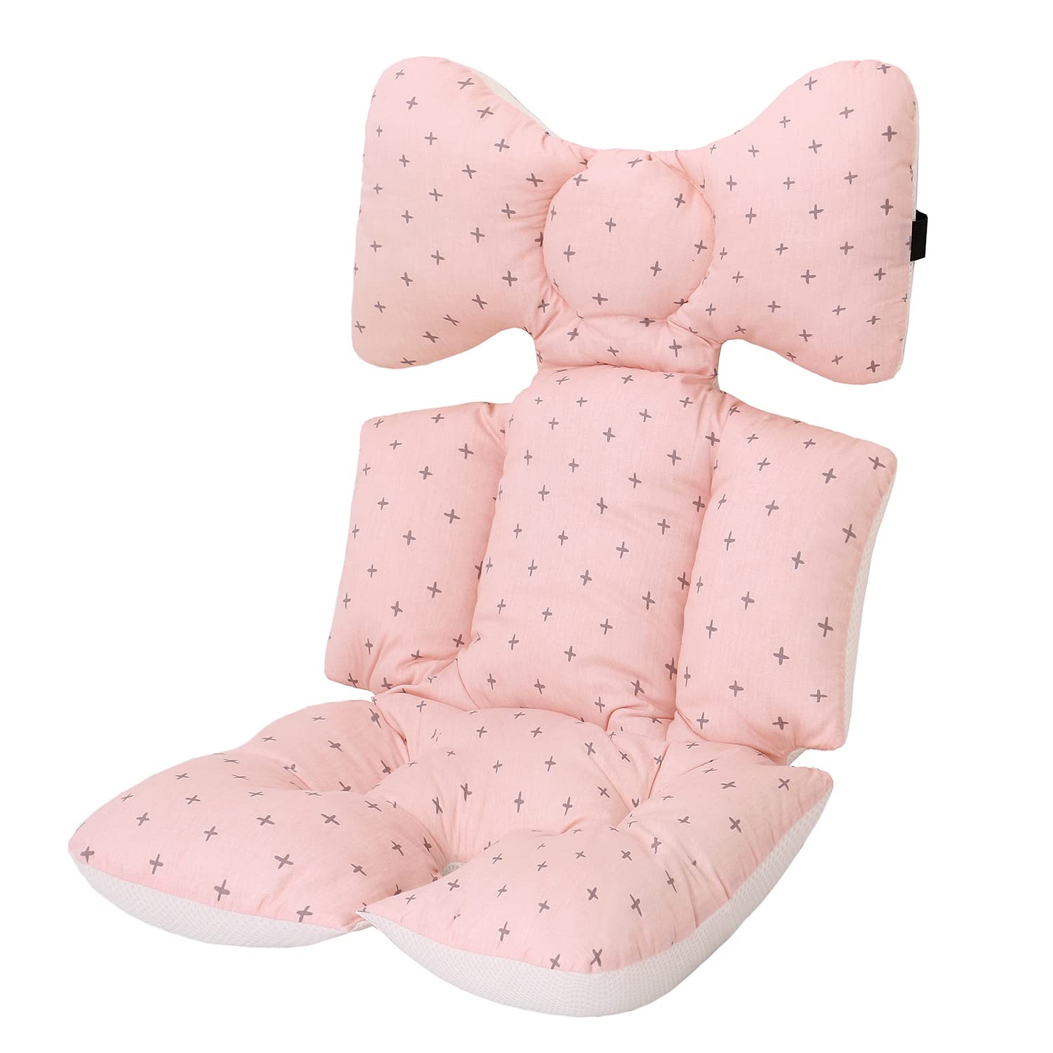 Baby Stroller Cushion Baby Pushchair Seat Liners Pram Liner Universal Cotton Baby Stroller Seat Liner Soft and Breathable 3D Air Mesh Cotton (Pink Cross) — image 1