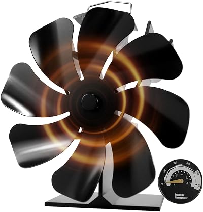 HAWCAFU Log Burner Stove Fan 8-Blade Silent Thermometer Wood Fireplace Fan