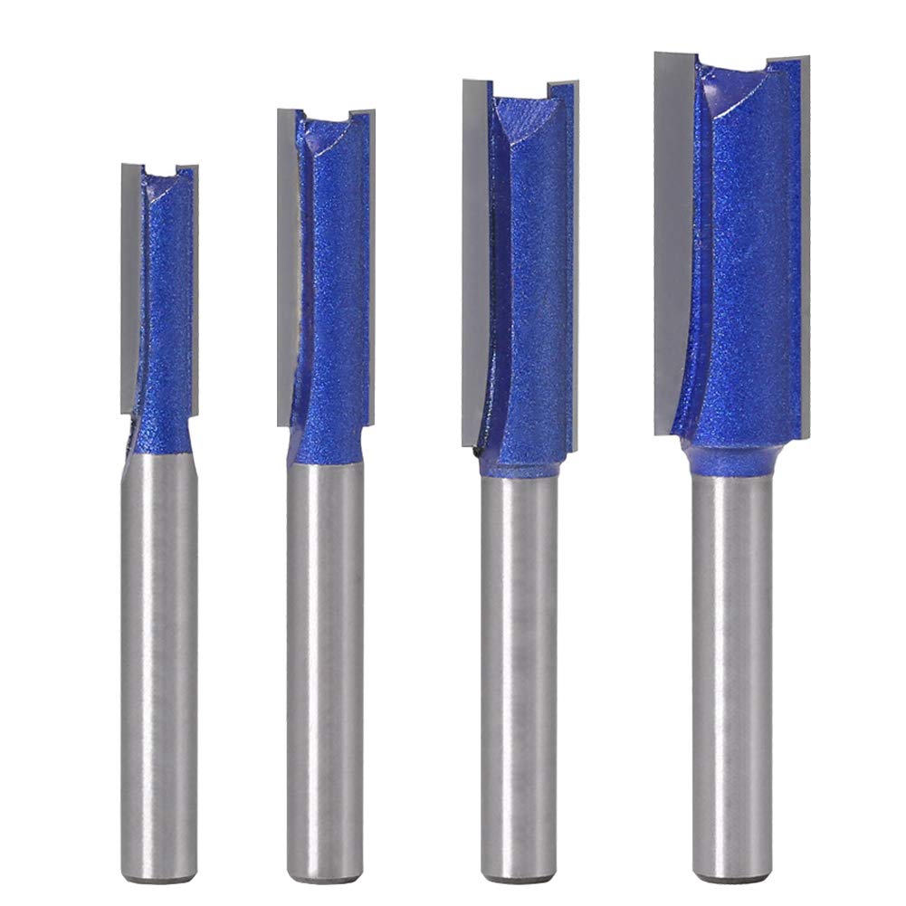 Saipor 4 Piece 6 mm Shank Straight Cutter Set Milling Cutter Router Bits Straight Cutter Cutting Blade Carbide Milling Tool Set