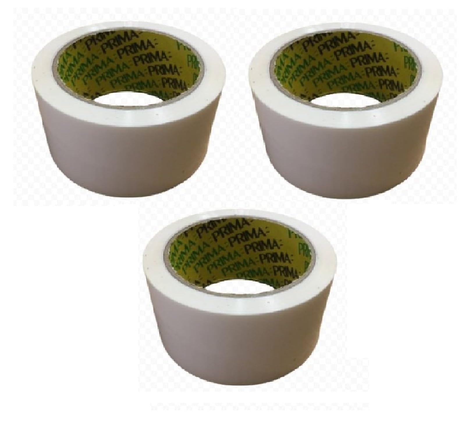Prima- 3 Roll Pack White Tape Roll for Packaging Moving Parcels, Boxes Heavy Duty Packing Strong, Secure and Sticky 48x66m