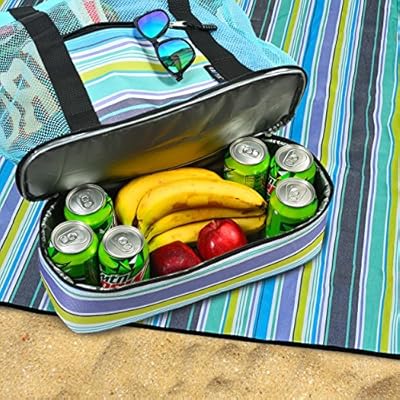 Raytix Beach Bag with Lightweight Fold Up 5’x6’Beach Mat & built-in cooler 61z8Ov7VNsL