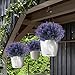 NAHUAA 4Pcs Artificial Plastic Plants for Outdoor Purple Fake Greenery Shrubs Bushes Table Centerpieces Arrangements for Home Kitchen Office Windowsill Garden Decorations Spray