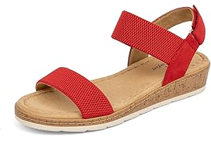 VJH confort Women’s Flat Sandals Open Toe Elastic Ankle Strap Slip on Comfy Low Wedge Sandals