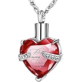 XIUDA Crystal Urn Necklace for Human Ashes Heart Birthstone Memorial Cremation Jewelry Ash Necklace for Women