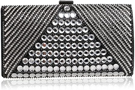 LoriLi Women's Luxury Clutch Rhinestone Metal Delicate Evening Bag(Black)