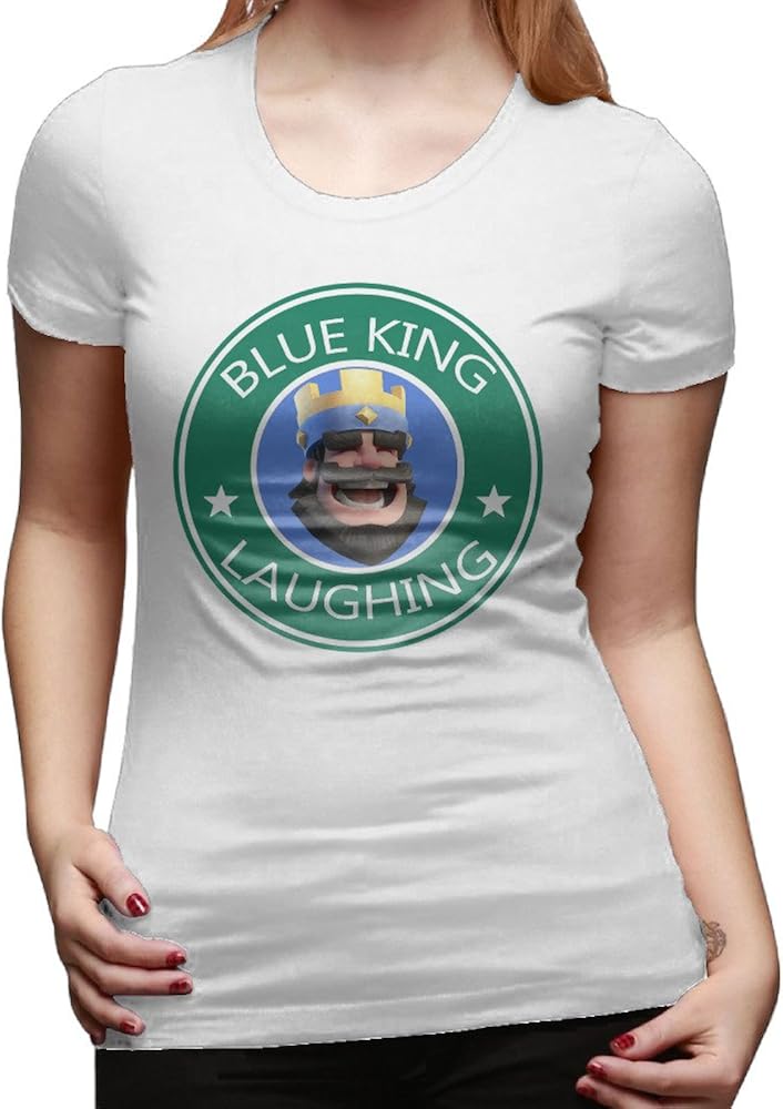 SAXON13 Women's Blue King Laughing Unique T-Shirt Yellow