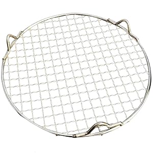 Loghot Multi-Purpose Round Stainless Steel Cross Wire Round Steaming Cooling Barbecue Racks/Carbon Baking Net/Grills/Pan Grate with Legs (Diameter-8.27 Inches)