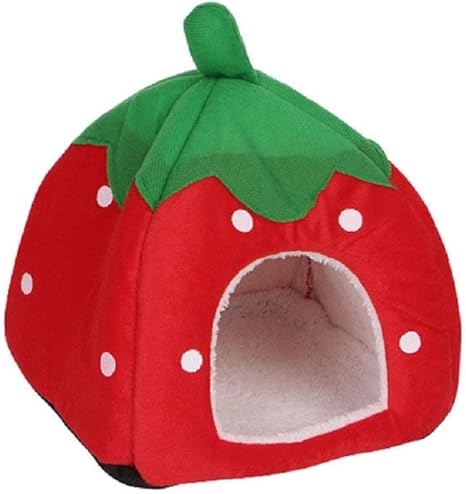 Amazon Com Kocome Cute Strawberry Pet Bed Dog Cat Kitten Puppy Cave Kennel House With Mat Foldable S Red Pet Supplies