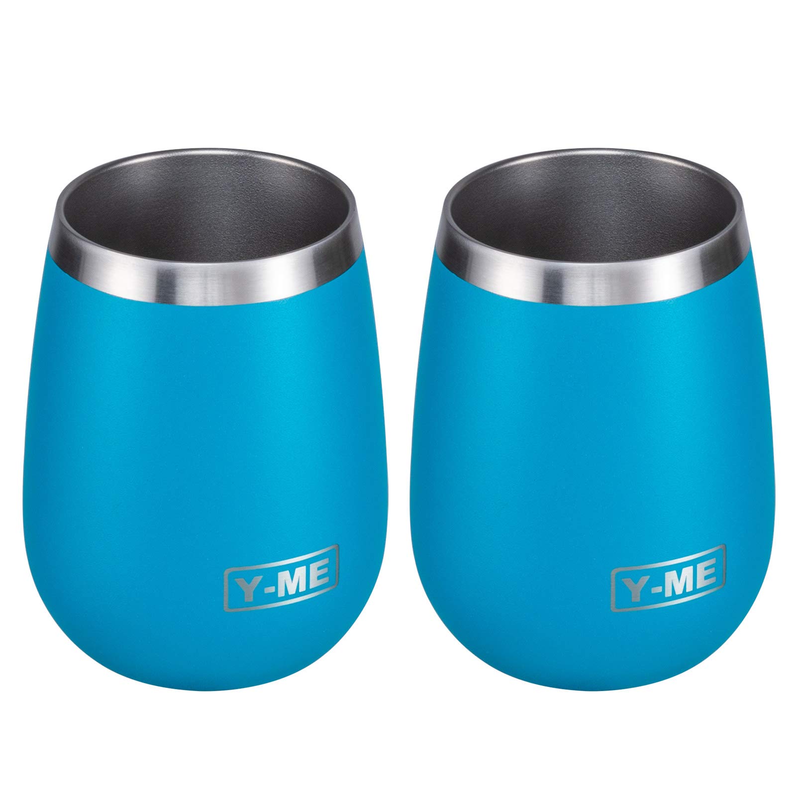 Y-ME Stainless Steel Wine Tumbler Insulated,10oz Wine Tumbler with Lid Double Wall,Wine Cup with Lid for Coffee,Cocktails,Drinks(2 PCS)
