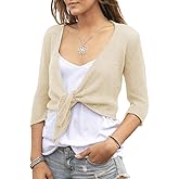 YeMgSiP Women's Tie Front Shrug 3/4 Sleeve Bolero Sheer Knotted Lightweight Cardigan Sweaters Short Shawl Tops