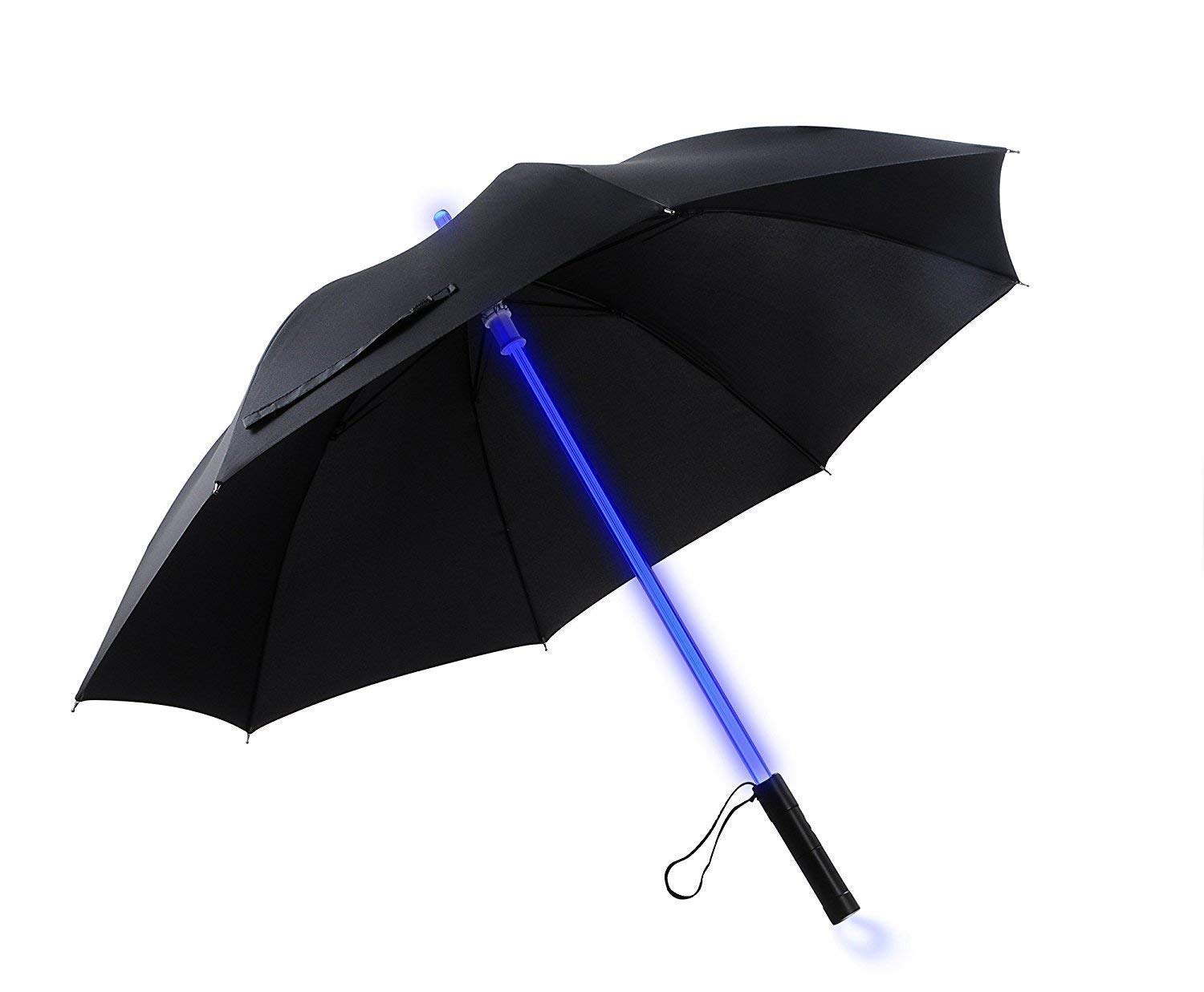 NEO+ Lightsaber LED Umbrella with Torch. Lightsaber Light Up Black Umbrella with 7 Colours