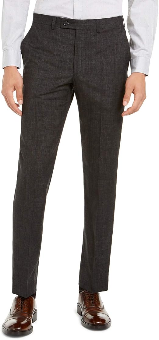 DKNY Mens Dress Pants 34X30 Plaid Modern Fit Wool Stretch Gray 34 at