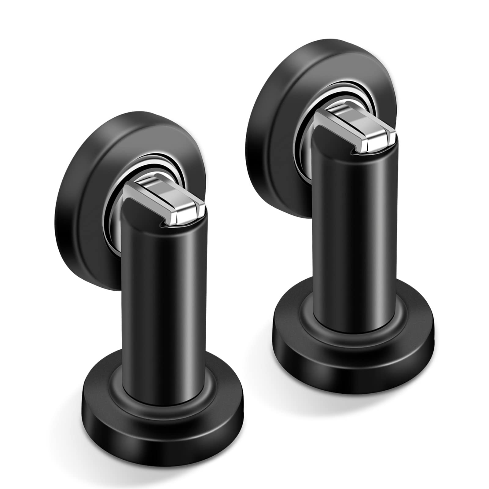 Door Stoppers, Magnetic Door Stop, Heavy Duty Stainless Steel Door Catch Magnetic Door Holder, Modern Door Stops for Wall Floor Mount, Black, 2 Pack