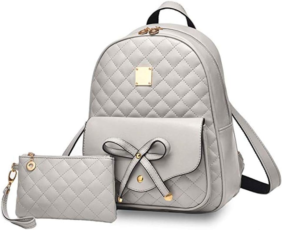 IHAYNER2-PCS Girls Fashion Backpack Bowknot Cute Mini Backpack PU Leather Rucksack Purse for Women COMET