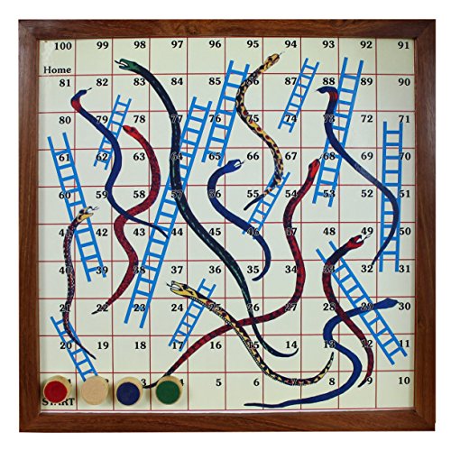 SKAVIJ Magnetic Snakes and Ladders Travel Board Game Handmade Wooden Classic Snake and Ladder Set Strategy Fun Game
