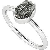 LUSTRE AND LIGHT Natural Raw Gemstones Stackable Ring for Women in Sterling Silver, Birthstone Jewelry Gifts for Her (Bezel-Set)