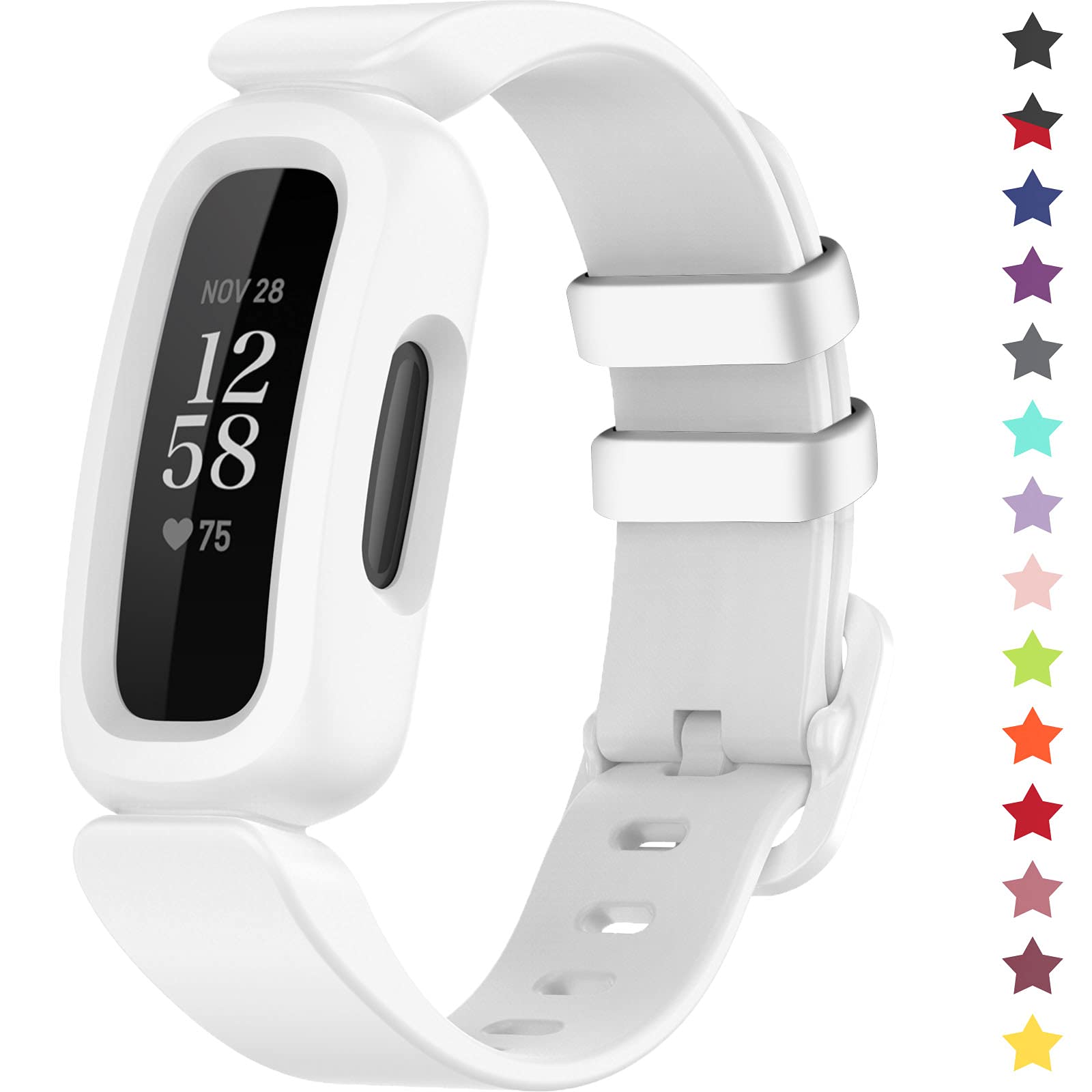 TopPerfekt Straps Compatible with Fitbit Ace 3 for Kids, Soft Silicone Waterproof Bracelet Accessories Sports Watch Strap Replacement for Fitbit Inspire 2/Ace 3 Boys Girls (White)